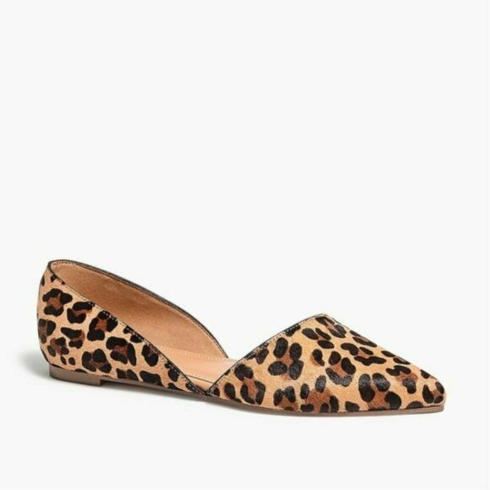 J.Crew Zoe Flats Leopard Size 6 Brown Calf Hair
